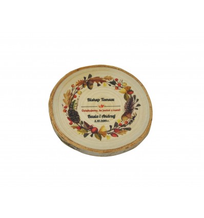 Drewniane podziękowanie na magnes dla gości weselnych, plaster brzozy 6-7 / 8-9 cm