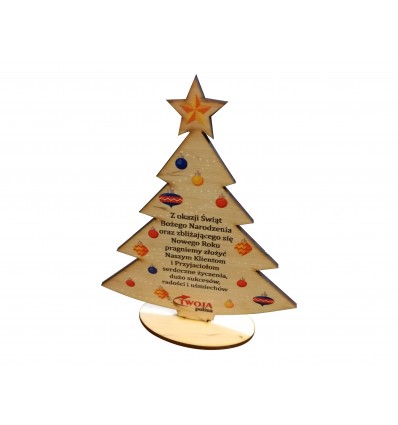 Upominek świąteczny z logo firmy i życzeniami  - choinka