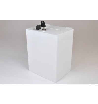 skrzynka, skarbonka, puszka, urna z plexi mlecznej 20x15x25cm